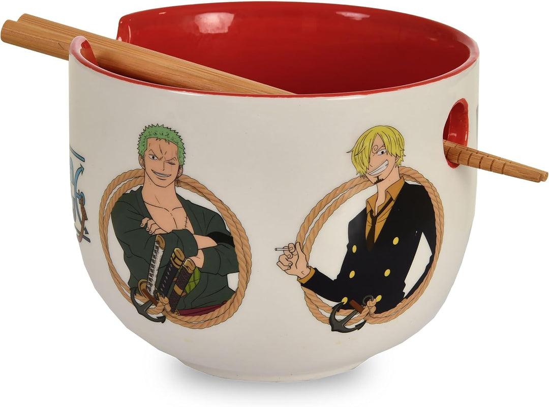 Elbenwald - One Piece - Monkey D. Luffy Ramen Schale mit Ess-Stäbchen 500 ml Keramik Weiss