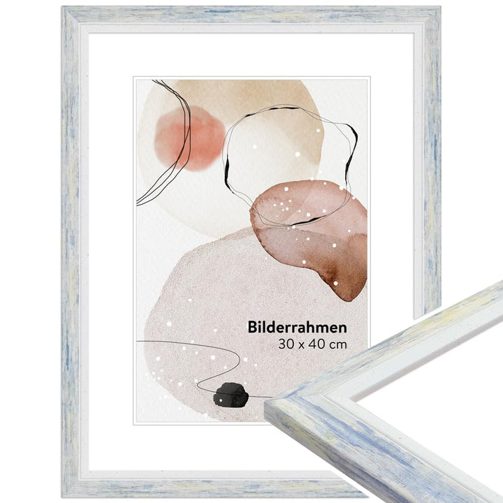 WANDStyle Bilderrahmen Modern 30x40cm I Farbe: Blau I Fotorahmen I klassischer Bilderrahmen I Made i
