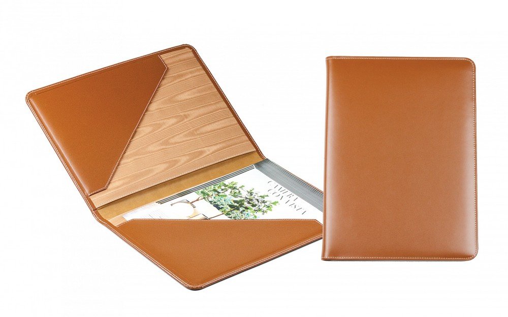 DELMON VARONE - Personalisierbare Urkundenmappe DIN A4 aus Cambridge Top Grain Leder braun, Dokument