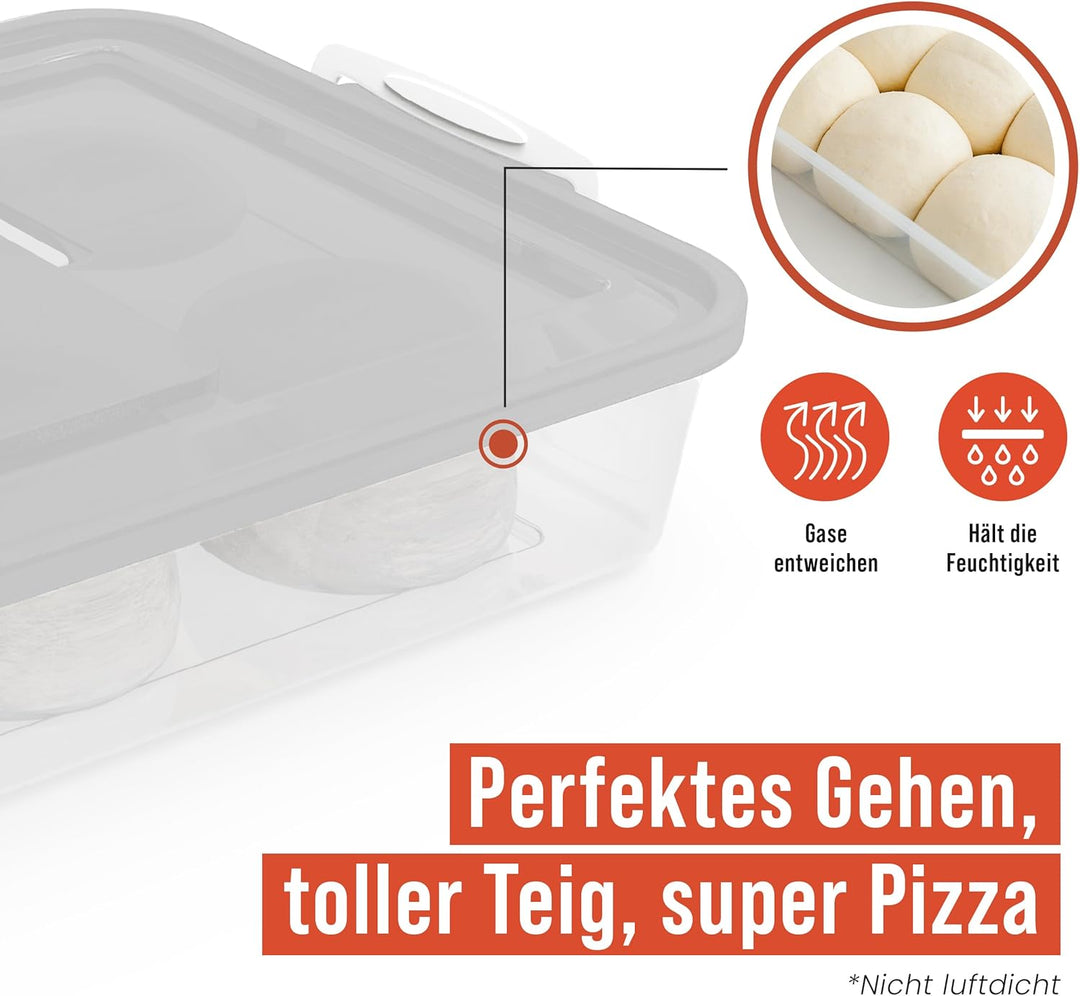 Chef Pomodoro 2 x Pizzaballenbox mit Deckel (35,6 x 27,9 cm), Teigbox Pizza, Pizzaboxen Teig, Pizzat