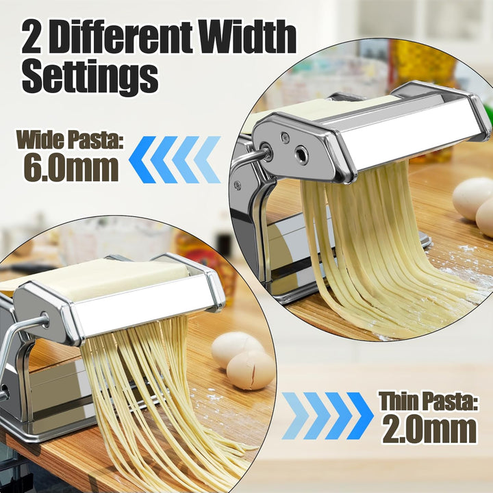 Alyoen Nudelmaschine, Pasta Maker, Aluminiumlegierung Pastamaschine mit 9 Einstellbaren Stärkeeinste