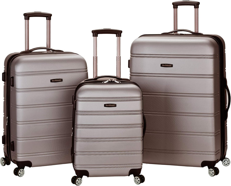 Rockland Melbourne Hardside Erweiterbares Spinner-Rad Gepäck, Silber, 3-Piece Set (20/24/28), Melbou