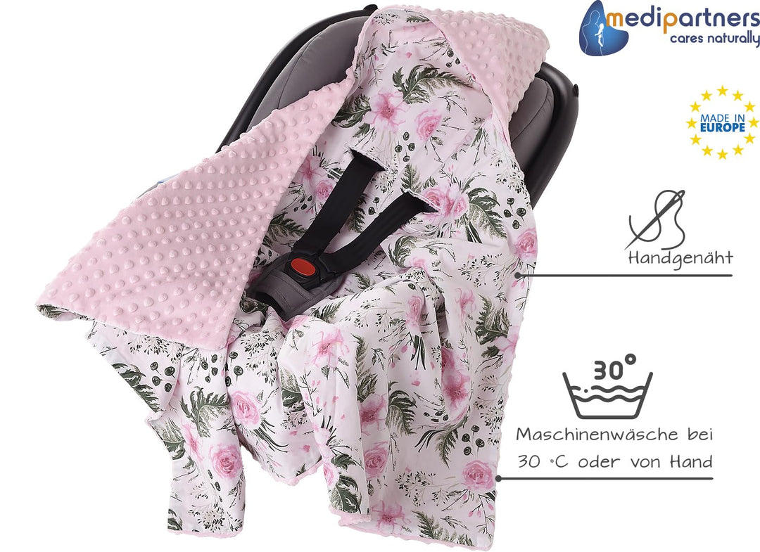 Medi Partners Einschlagdecke Baby Babyschale 100% Baumwolle für Sommer 85x85cm Kinderwagen Kuschelde