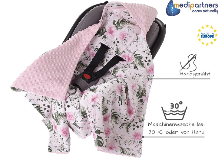 Medi Partners Einschlagdecke Baby Babyschale 100% Baumwolle für Sommer 85x85cm Kinderwagen Kuschelde