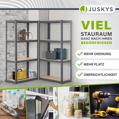 Juskys 2er-Set Lagerregal Easy 2X 160x80x40cm (HxBxT) - 640kg Traglast - 8 Böden - Metall Schwerlast