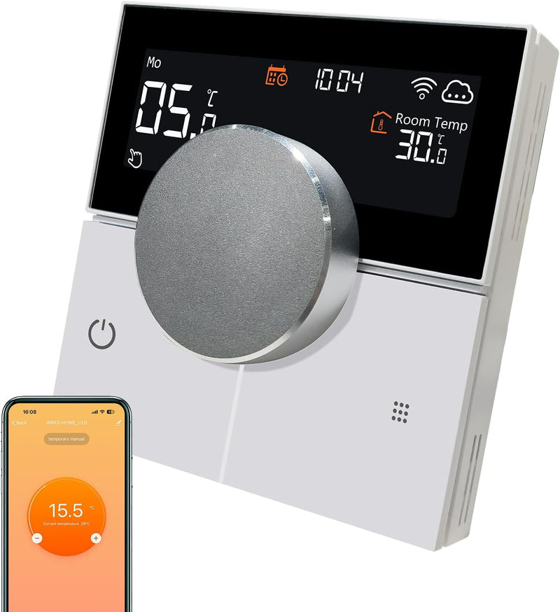KETOTEK Smart Thermostat Für Wasser Fussbodenheizung 3A, WiFi Raumthermostat Digital LCD Programmier