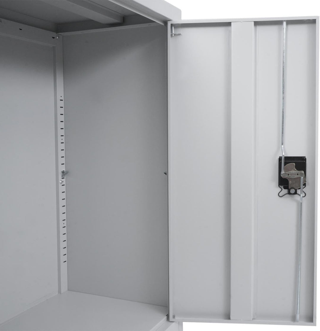 Aktenschrank HWC-O50, Büroschrank Stahlschrank mit Rollen, 2 Türen abschliessbar, Stahl 98x80x40cm -