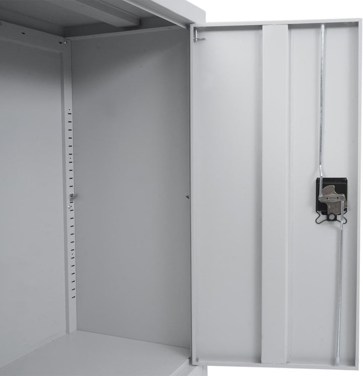 Aktenschrank HWC-O50, Büroschrank Stahlschrank mit Rollen, 2 Türen abschliessbar, Stahl 98x80x40cm -
