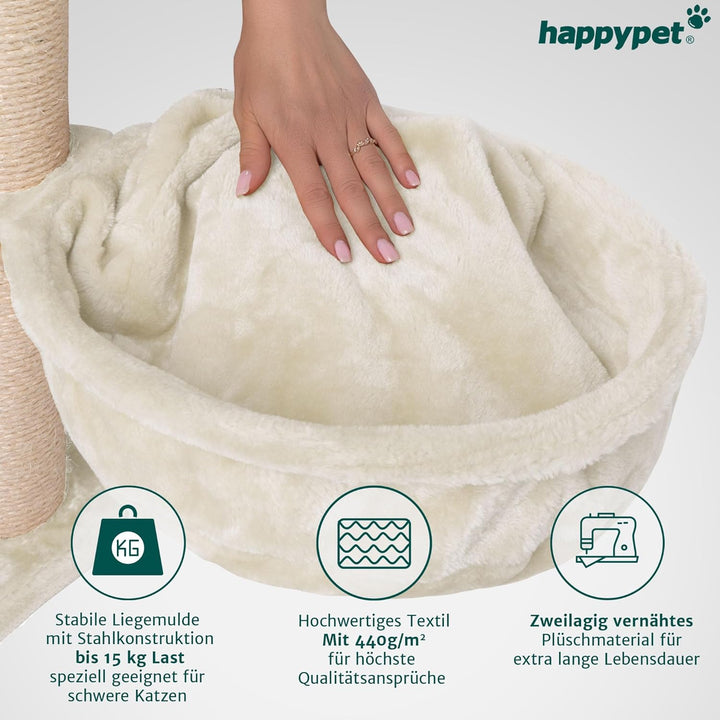 HAPPYPET Universal XL Liegemulde für Kratzbaum Ø 40cm, Grosse Schlafmulde, Stabiler Metallrahmen, 44