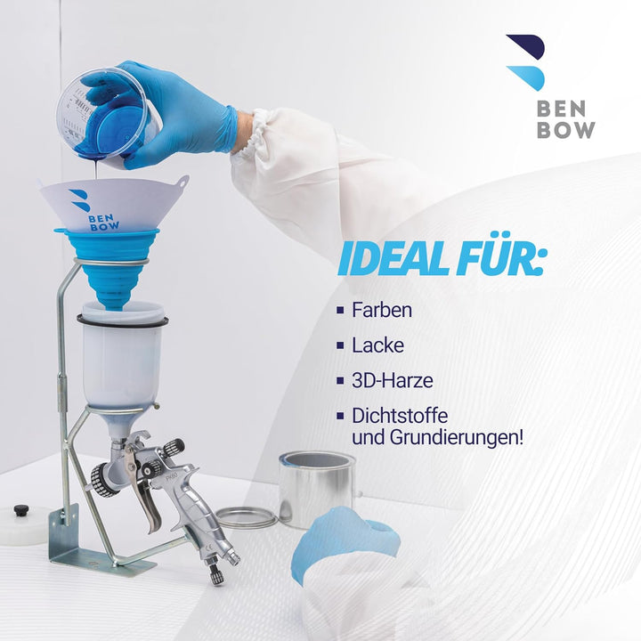 BenBow Lacksieb 190µ x 1000 Stück - Einweg-Papierfilter mit Nylongewebe und praktischer Silikontrich