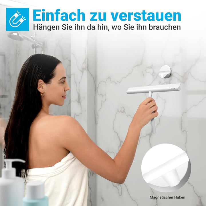 Minismus Duschabzieher - Abzieher für Dusche, Bad, Fliesen, Spiegel, Fenster - inkl. Magnet-Halterun