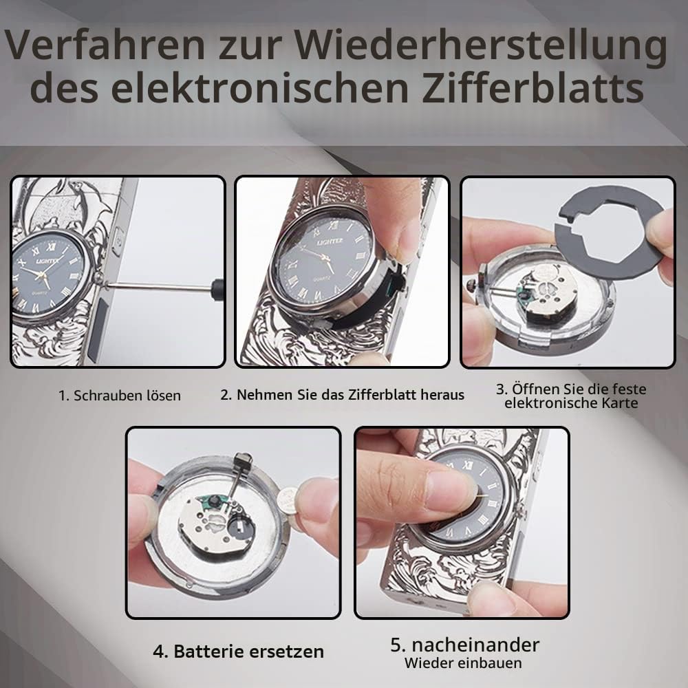 RSBYE Feuerzeug Elektrisch Delphin, Feuerzeug Personalisiert mit Uhr, Lichtbogen Feuerzeug USB Aufla