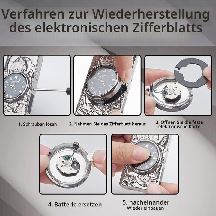 RSBYE Feuerzeug Elektrisch Delphin, Feuerzeug Personalisiert mit Uhr, Lichtbogen Feuerzeug USB Aufla