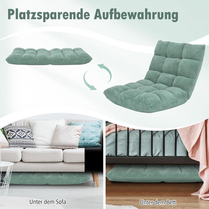 GOPLUS Bodenstuhl, Bodensofa mit Rückenlehne, Bodensessel mit Schlaffunktion, Floor Chair, Lazy Sofa