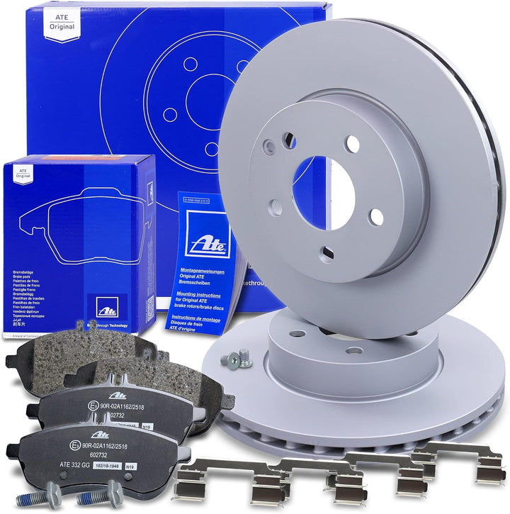 ATE Bremsenset Vorderachse inkl. Bremsscheiben vorne Ø 295 mm belüftet und Bremsbeläge vorne Kompati