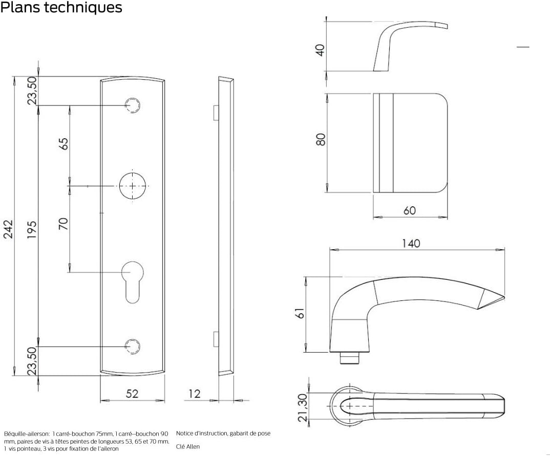 Bricard Emust 9920091 Set mit geschirmten Griffen auf Platte Fahrradständer + Spoiler für Eingangstü