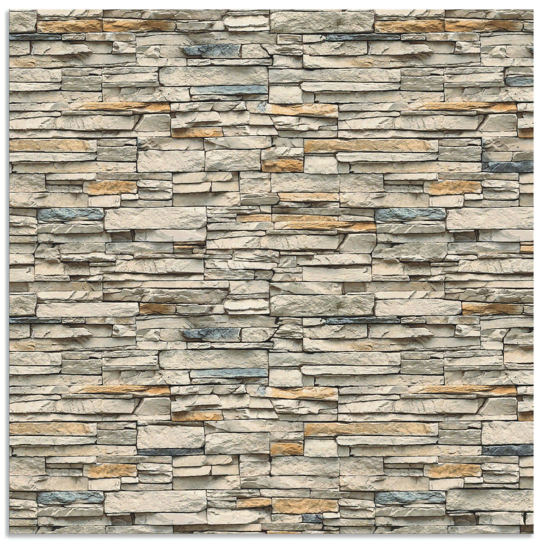 ARTland Spritzschutz Küche aus Alu für Herd Spüle 60x60 cm (BxH) Küchenrückwand mit Motiv Steinwand