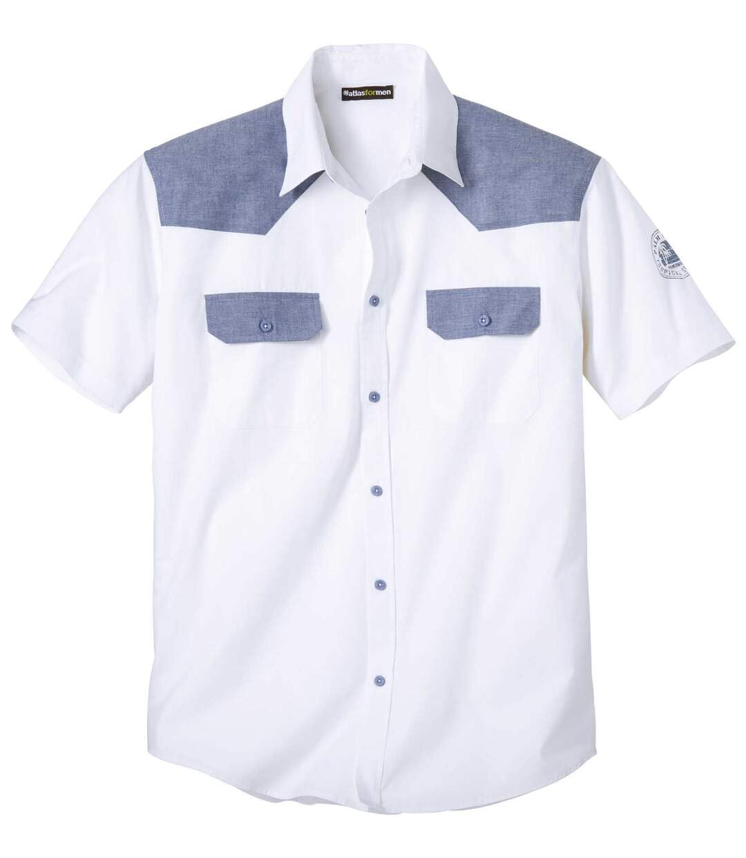 ATLAS FOR MEN - Herrenhemd - Kurze Ärmel - Verfügbar in grossen Grössen von M bis 5XL 3XL Weiss, 3XL