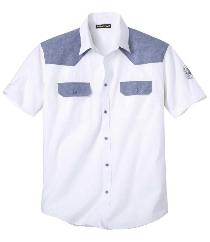 ATLAS FOR MEN - Herrenhemd - Kurze Ärmel - Verfügbar in grossen Grössen von M bis 5XL 3XL Weiss, 3XL