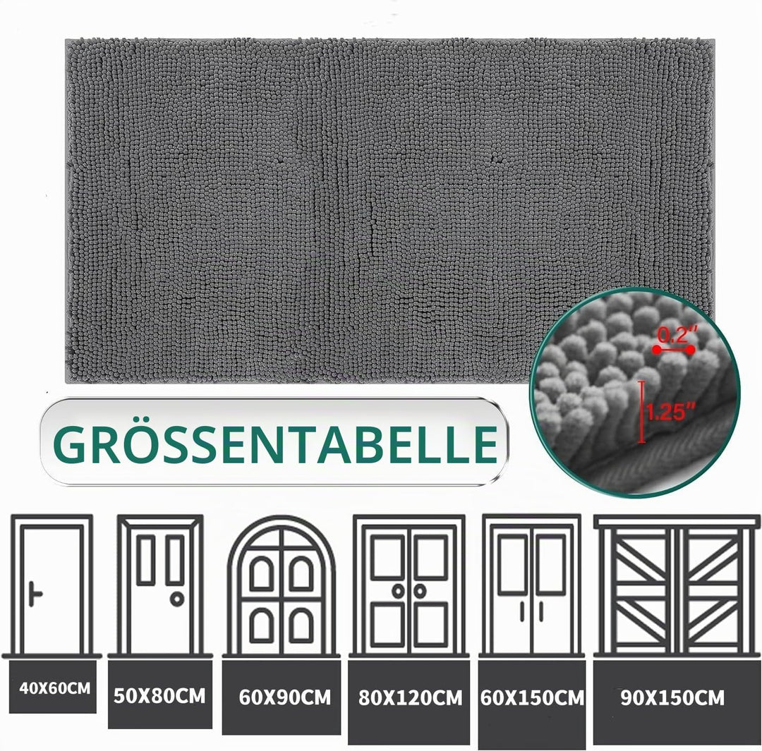 Saugfähige Chenille Fussmatte für den, rutschfeste Badematte, schlammiger Hund, waschbare Matte, sch