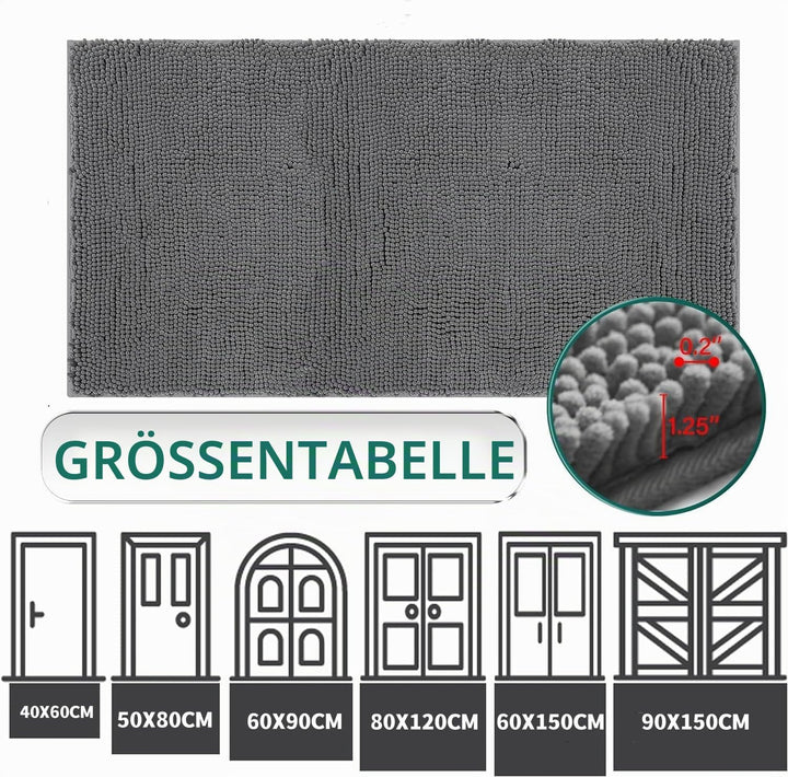 Saugfähige Chenille Fussmatte für den, rutschfeste Badematte, schlammiger Hund, waschbare Matte, sch
