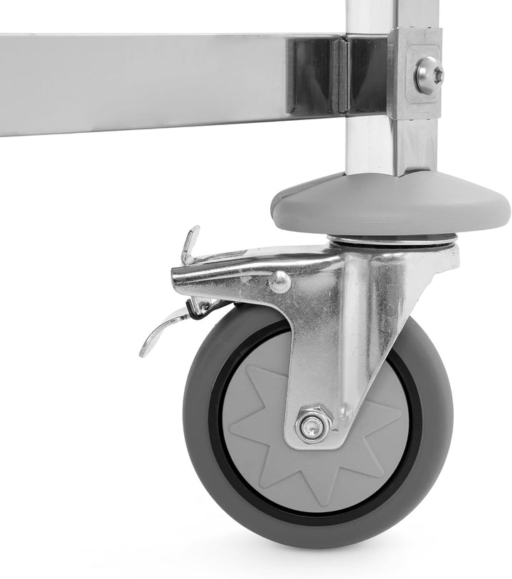 TECHNICA Servierwagen Edelstahl 3 Etagen mit Rollen & Bremse Quadratischer Griff 900x500x950mm Rollw