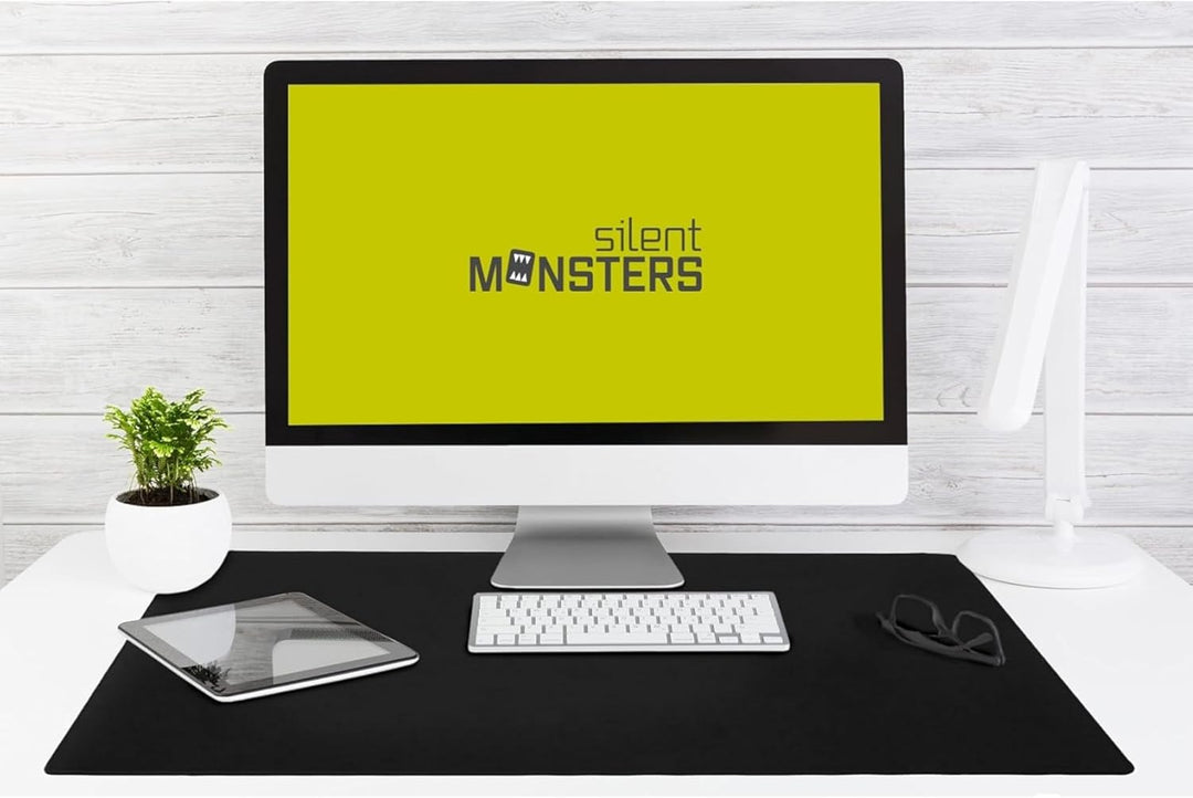 Silent Monsters Mauspad XXXL 900 x 600 mm grosses Mousepad - Gross Schwarz - Vernähter Rand - rutsch
