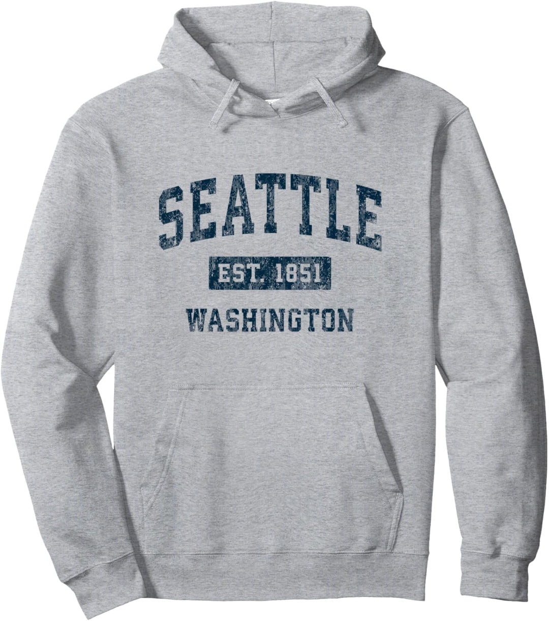 Seattle Washington WA Vintage-Sportdesign, Marine-Druck Pullover Hoodie