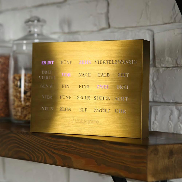 build-yours Elegante BoxClock Digitale Tischuhr - Moderne LED Schreibtischuhr mit WLAN und verstellb