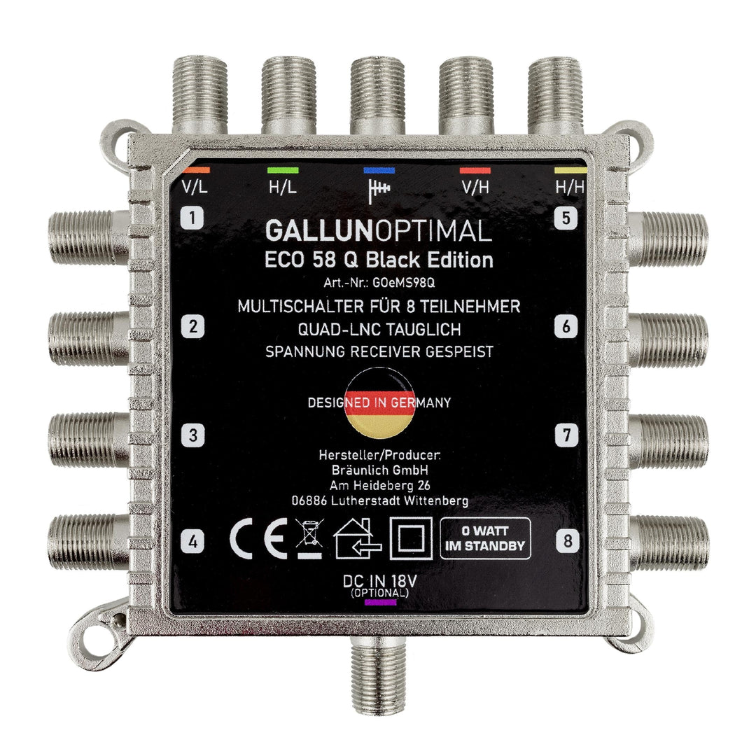 GALLUNOPTIMAL ECO Multischalter-SAT 5/8 für 8 Teilnehmer / Quattro & Quad-LNB fähig / Digital, HDTV,