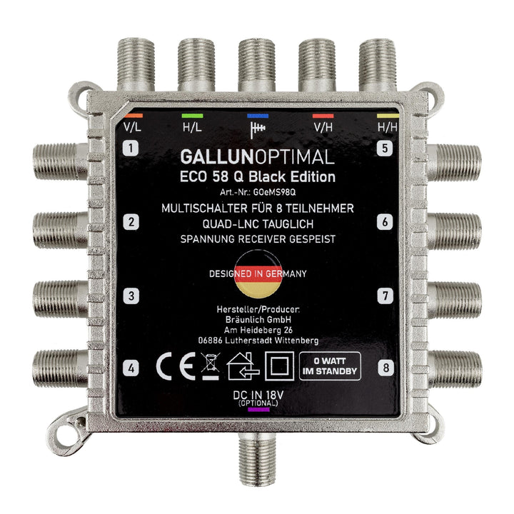 GALLUNOPTIMAL ECO Multischalter-SAT 5/8 für 8 Teilnehmer / Quattro & Quad-LNB fähig / Digital, HDTV,