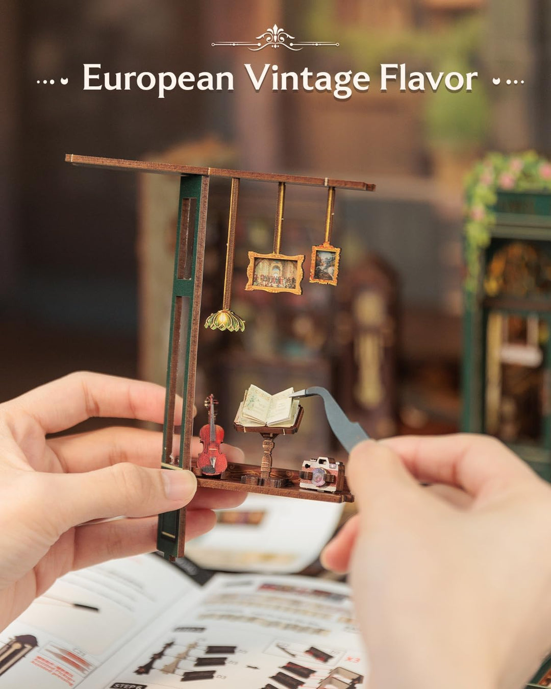 CUTEBEE Book Nook Kit - DIY Miniatur Haus Kit für Erwachsene, Jugendliche und Anfänger, DIY House Bi