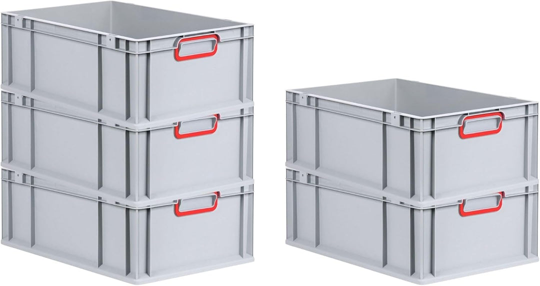 SparSet 10x Eurobox NextGen Color | HxBxT 22x40x60cm | 44 Liter | Griffe rot geschlossen | Verstärkt