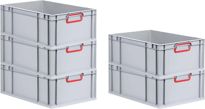 SparSet 10x Eurobox NextGen Color | HxBxT 22x40x60cm | 44 Liter | Griffe rot geschlossen | Verstärkt