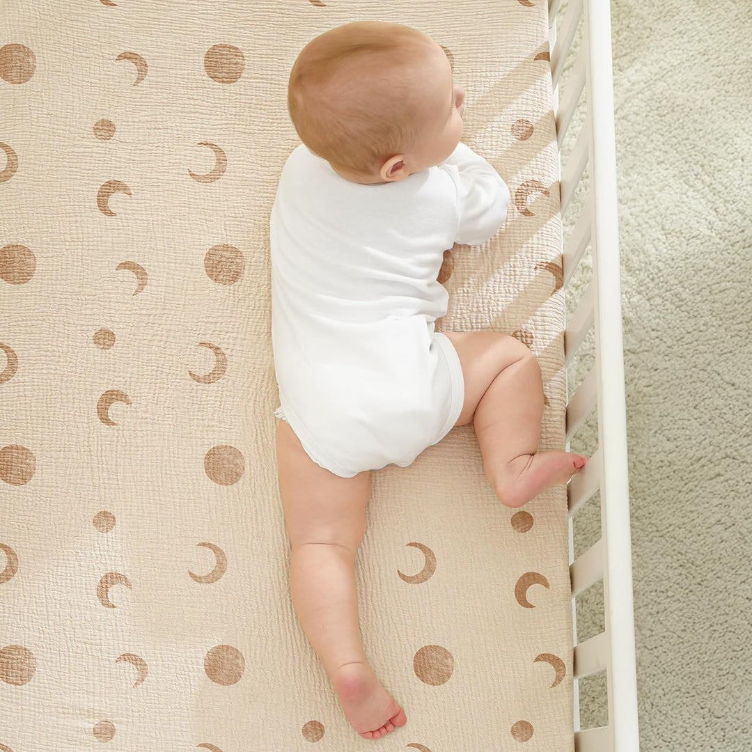 Bearmoss 2er Set Kinder Spannbettlaken,Musselin-Bettlaken 100% Baumwolle Baby-Bettlaken 60x120cm/140