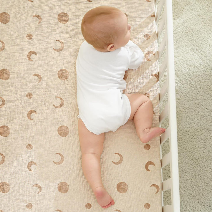 Bearmoss 2er Set Kinder Spannbettlaken,Musselin-Bettlaken 100% Baumwolle Baby-Bettlaken 60x120cm/140