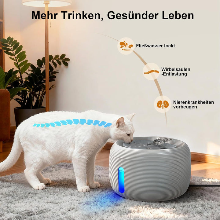 SIBAYS Trinkbrunnen für Katze - 3.5L Katzenbrunnen mit 25dB Ultraleise Pumpe &amp; LED-Fenster - Trinkbr