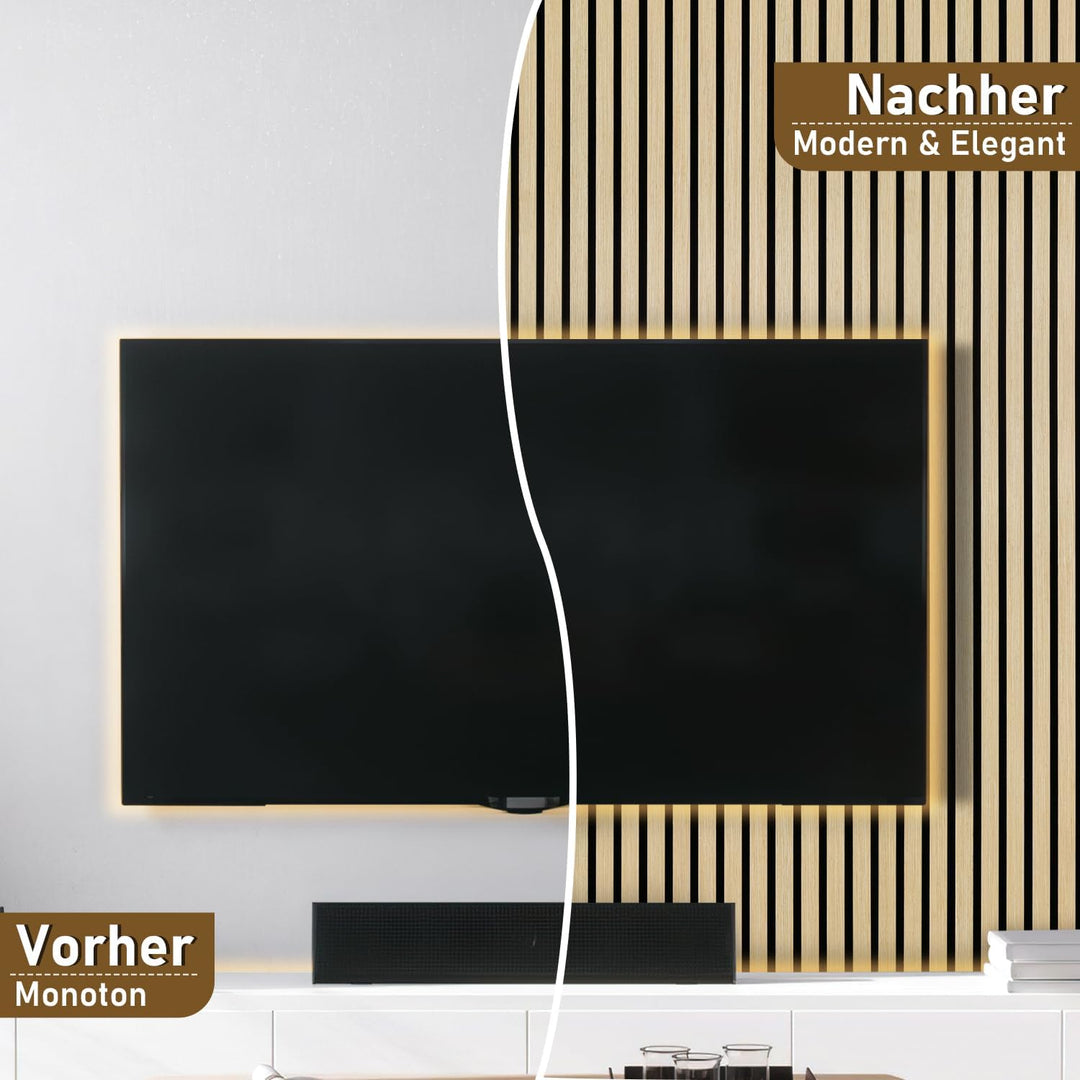 2X Akustikpaneele Holz 120x60cm Wandpaneele aus Holzfunier und Filz,Holzpaneele Rohholz Farbe,Wandve