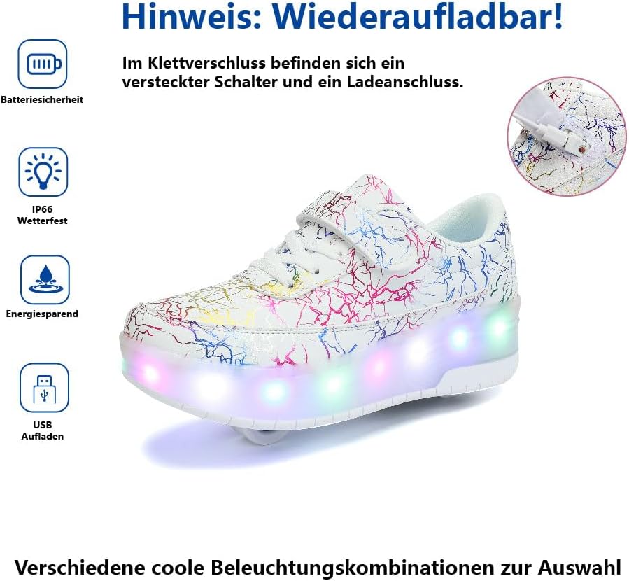 HUSKSWARE Rollschuhe Schuhe Jungen Mädchen Mit 4 Rollen Skateboardschuhe, verstellbar Jugend Schuhe