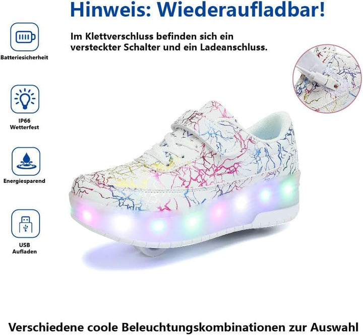 HUSKSWARE Rollschuhe Schuhe Jungen Mädchen Mit 4 Rollen Skateboardschuhe, verstellbar Jugend Schuhe