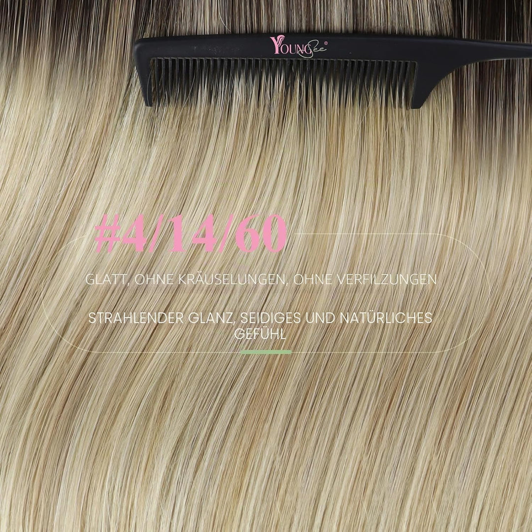 YoungSee Tape Extensions Echthaar Balayage 40 cm Extensions Echthaar Tape Dunkelbraun Ombre Braun Bl