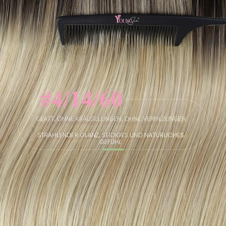 YoungSee Tape Extensions Echthaar Balayage 40 cm Extensions Echthaar Tape Dunkelbraun Ombre Braun Bl