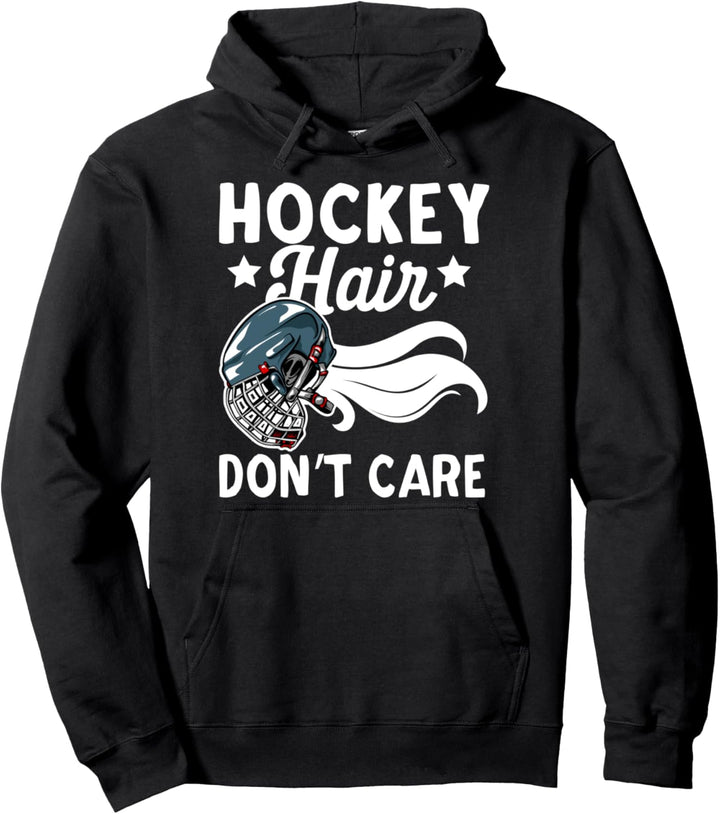Lustiger Hockeyspieler | Hockey-Haar kümmert sich nicht Pullover Hoodie