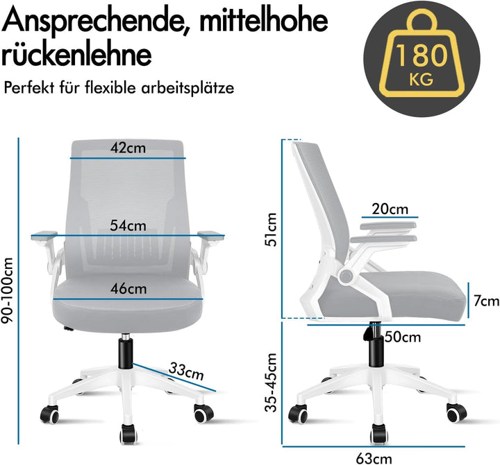 ALFORDSON Mesh Bürostuhl Chefsessel Netzstoff Ergonomie Drehstuhl, verstellbare Armlehnen,Schreibtis