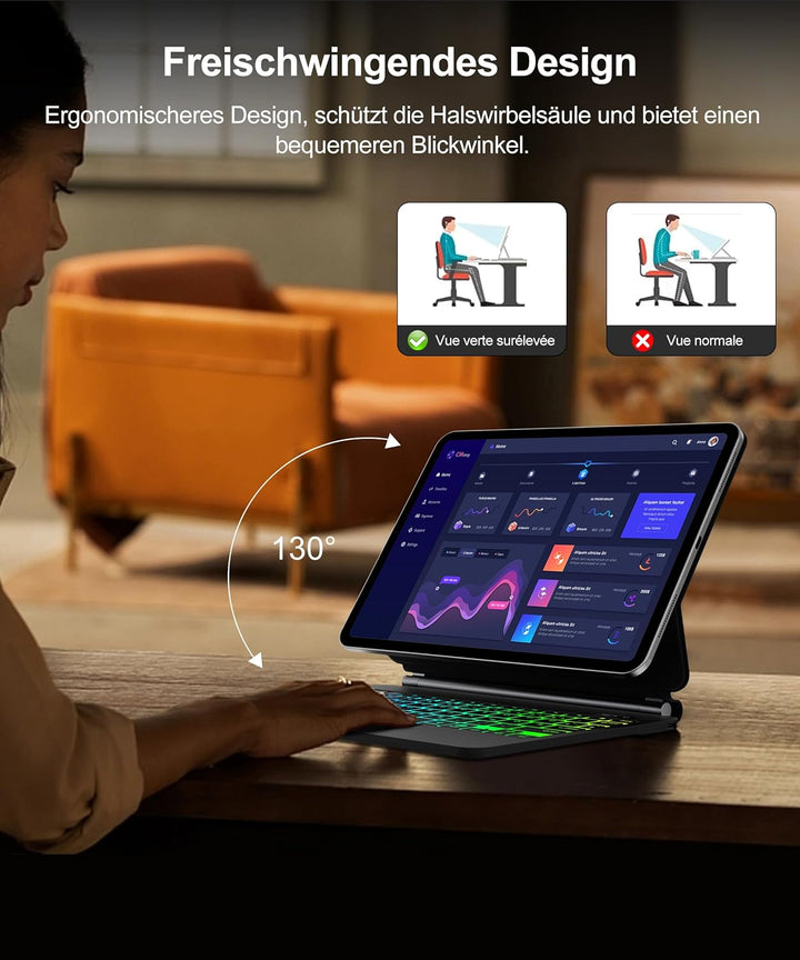 Magic Keyboard für iPad A16 11. Generation & 10. Generation (2025), Schwarz | Magnetische Freischweb
