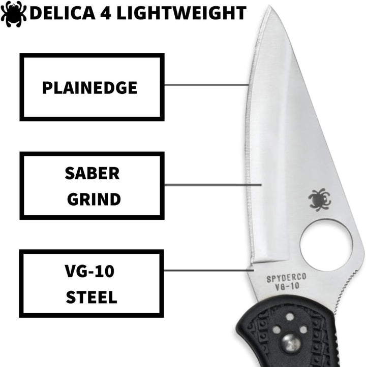 Spyderco Delica 4 Spyder Kantenfaltmesser, Schwarz