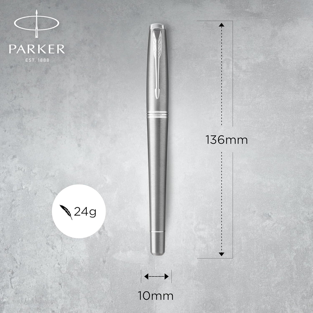 Parker Urban Füller | Metro Metallic | Füllfederhalter mit mittlerer Feder und blauer Tinte | Gesche