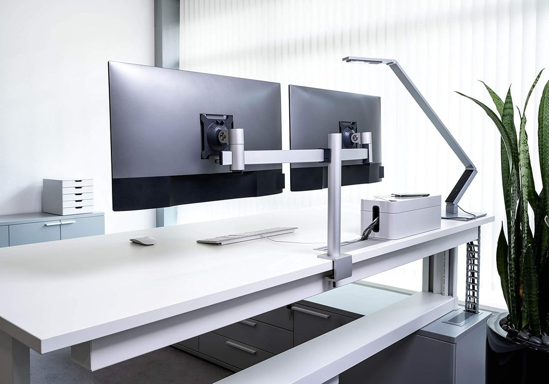 Durable Monitor Halterung 2 Monitore mit Tischklemme, für VESA Bildschirme 21-27", 360° drehbar, nei