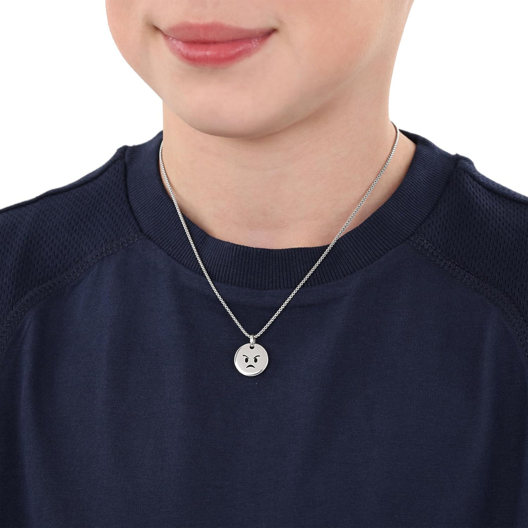 s.Oliver Kette mit Anhänger Edelstahl Jungen Kinder Halsschmuck, 40+3 cm, Silber, Smiley, Kommt in S