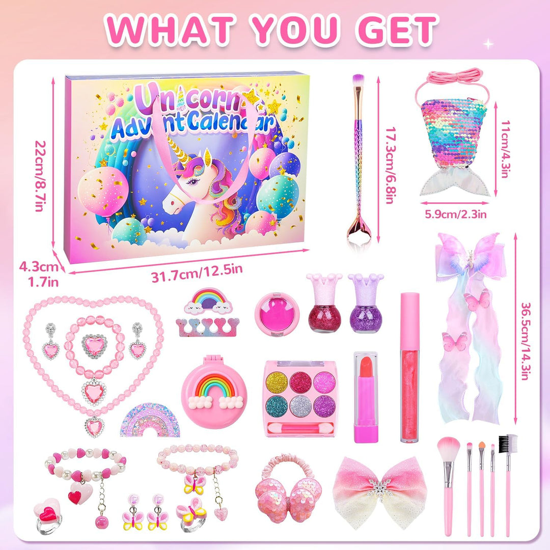 iZoeL Adventskalender kosmetik Kinder Mädchen 2024 Weihnachtskalender 24 Mode Schmuck schminke Beaut